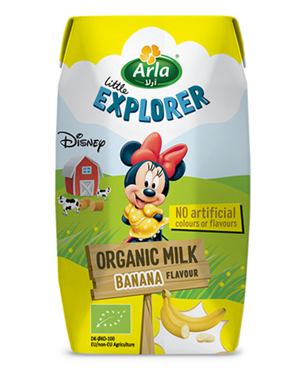 Banana flavoured organic milk