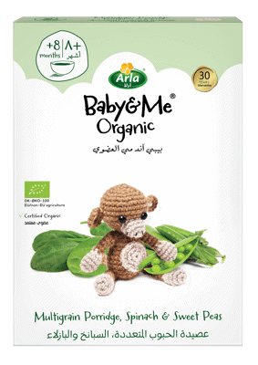 Arla Baby&me Organic Multi-Grain Porridge, Spinach & Sweet Peas 210g